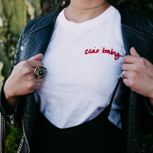 J Crew Ciao Baby Embroidered Tshirt